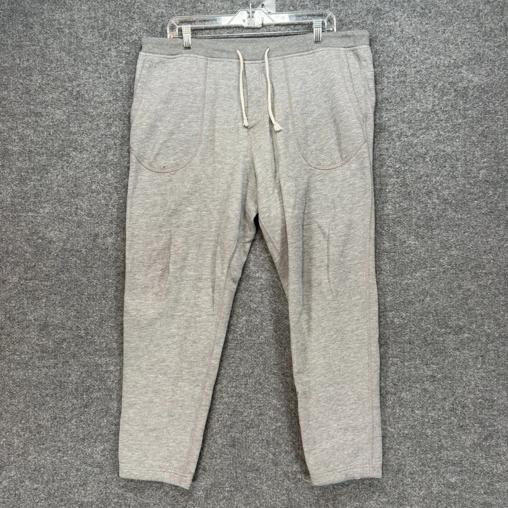 J.Crew Sweatpants Men Large‎ Gray Authentic Fleece Drawstring Tapered Leg Jogger
